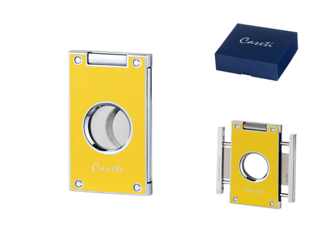 Zigarrenabschneider "Caseti" gelb, 2 Klingen, Ringmaß 56