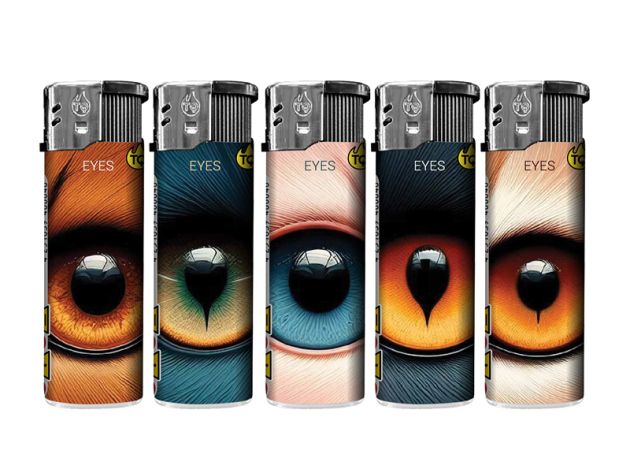 Elektrofeuerzeuge "BIG EYES", 5-fach sortiert; 50er Display