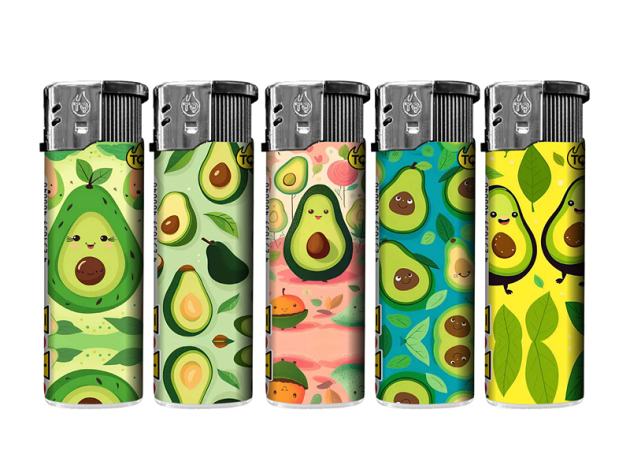 Elektrofeuerzeuge "AVOCADOS", 5-fach sortiert; 50er Display