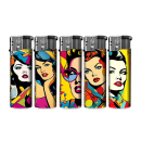 Elektrofeuerzeuge "POP ART WOMAN", 5-fach sortiert; 50er Display