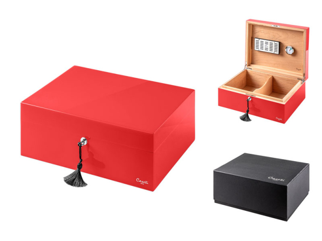 Humidor Caseti "Paris" Set;  rot, 36,8x27,7x13,6 cm, abschließbar