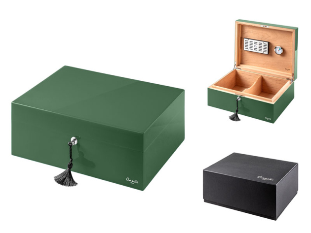Humidor Caseti "Paris" Set;  grün, 36,8x27,7x13,6 cm, abschließbar