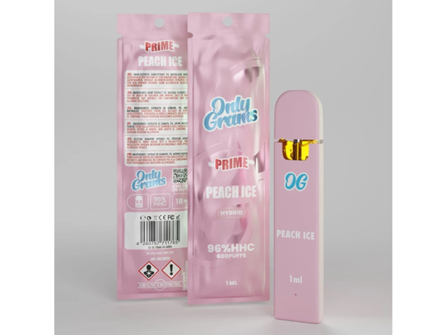 Only Grams - Peach Ice Hybrid Prime (Pfirsich, Eis) - Einweg E-Shisha - HHC 96 %