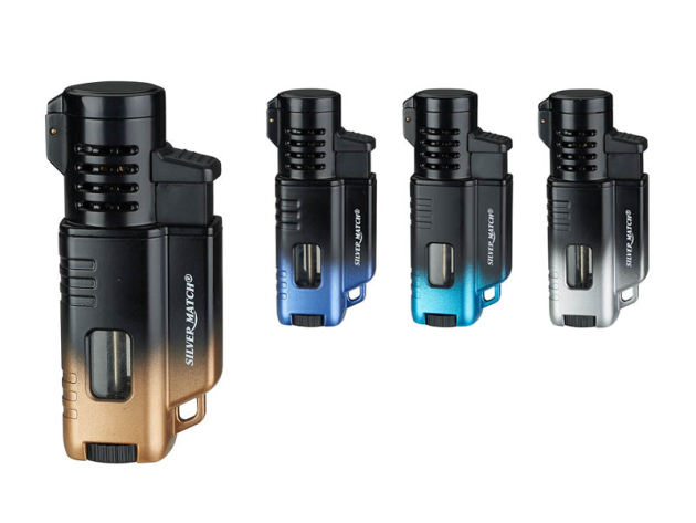 Zigarrenfeuerzeuge "Berne", 3er Jet-Flame, 6er Display