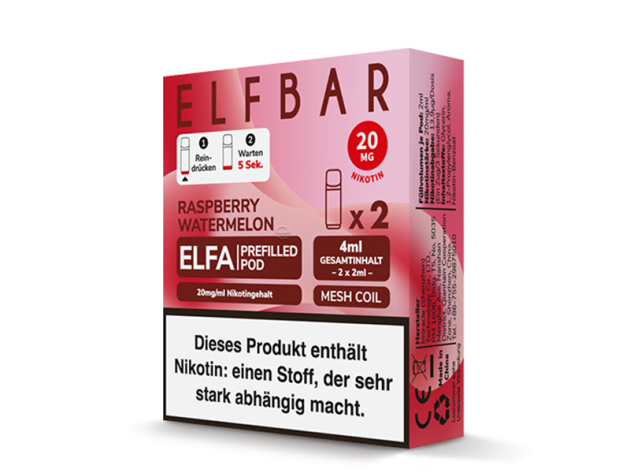 ELFBAR ELFA Prefilled Pod - Raspberry Watermelon (Himbeere, Wassermelone) - 20mg - 2er Set