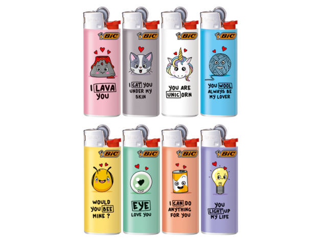 BIC Mini J25 Reibrad Feuerzeuge "Message", 50er Display