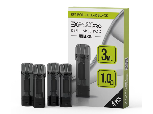 Expod Pro RP1 Refillable Pod - Leerpod - wieder befüllbar - Clear Black - 4er Set