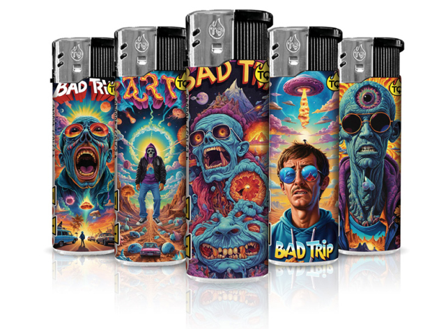 Elektrofeuerzeuge "BAD TRIP", 5-fach sortiert, 50er Display