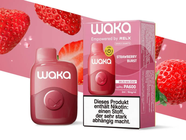 WAKA soPro - "Strawberry Burst" (Erdbeere) E-Shisha - 18 mg - 600 Züge