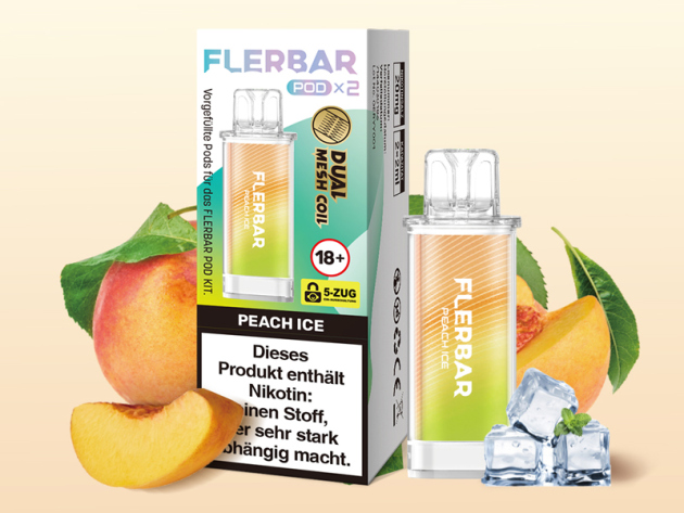 Flerbar Pods - Peach Ice (Pfirsich Eis) - 20mg - 2er Set
