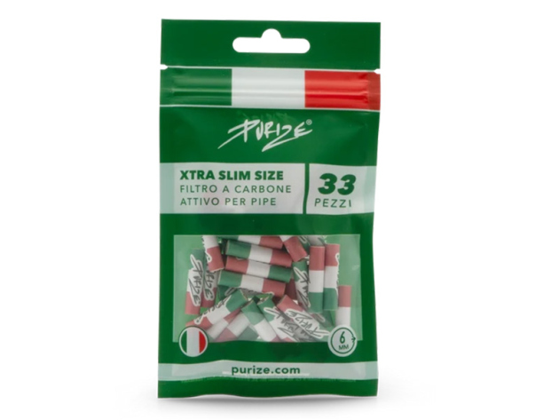 PURIZE Italien, 33er Pack., Xtra Slim Size 5,9 mm, Aktivkohlefilter