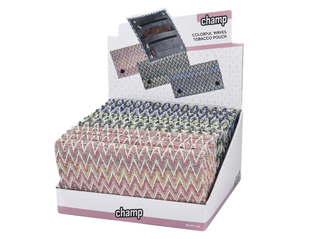 Tabakbeutel "Colorful Waves Pattern"; 3-fach sortiert, 12er Display