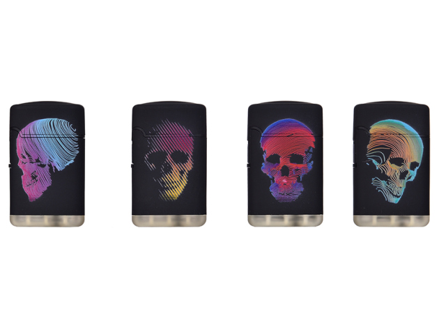 Sturmfeuerzeuge "Skulls" Jet-Flame, 4-fach sortiert, 20er Display