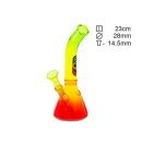 Glasbong "Rasta" gelb/rot/grün transp; Höhe 23 cm; Ø 2,8 cm; Schliff 14,5