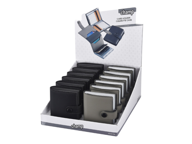 Zigaretten- & Kartenetuis für 16 Zig., mit Gummiband, 2-fach sortiert, 12er Display