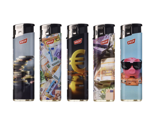 Elektrofeuerzeuge "MONEY ELECT", 5-fach sortiert, 50er Display