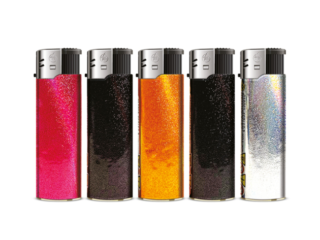 Elektrofeuerzeuge "GLITZER", 5-fach sortiert, 50er Display