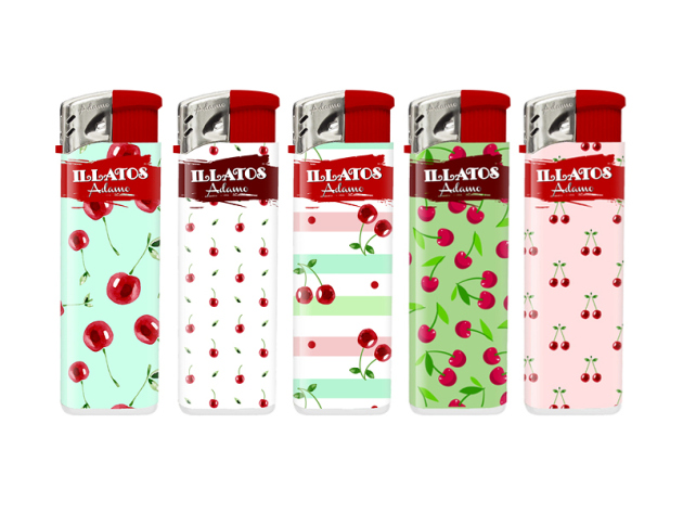 Elektrofeuerzeuge "CHERRY" mit Duft, 5-fach sortiert, 50er Display