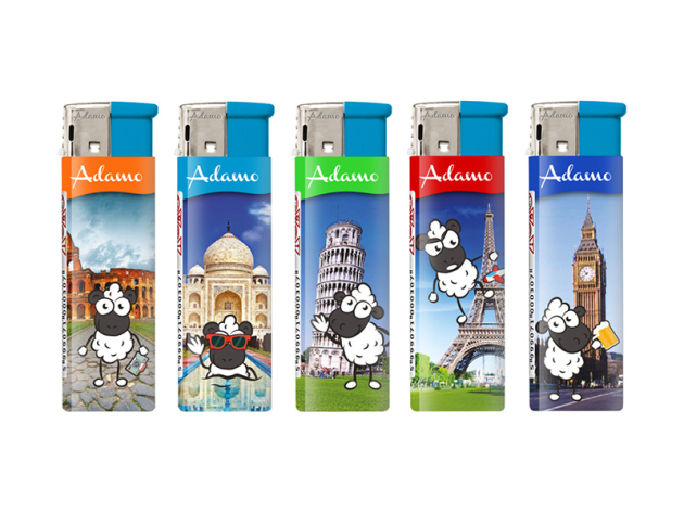 Elektrofeuerzeuge "TRAVEL SHEEP", 5-fach sortiert, 50er Display