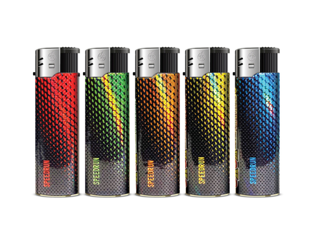 Elektrofeuerzeuge "SPEEDRUN", 5-fach sortiert, 50er Display