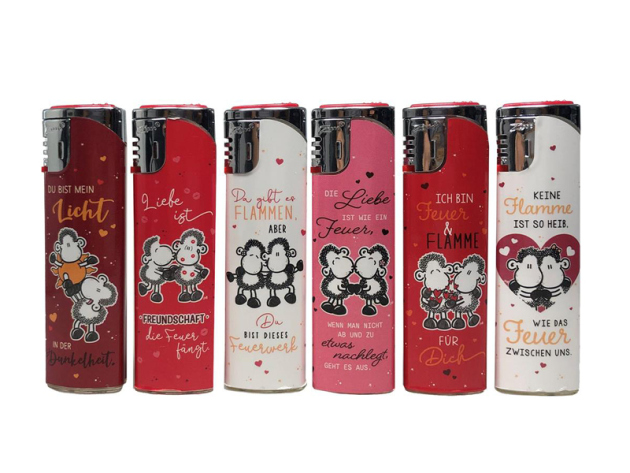 Elektrofeuerzeuge "love lighter", 6-fach sortiert, 30er Display