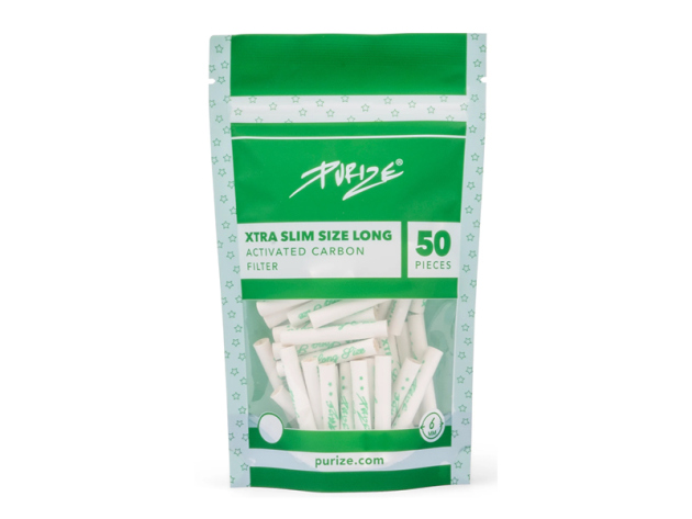 PURIZE, 50er Pack., Xtra Slim Size long White, 6 mm, Aktivkohlefilter