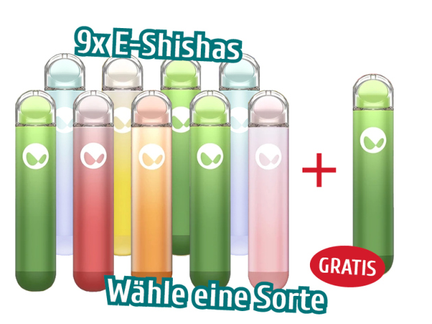 Aktion WAKA soREAL - 9 x E-Shishas mit Nikotin + 1x E-Shisha GRATIS (wähle eine Sorte)