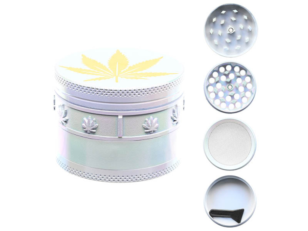 Grinder "Leaf Design" Perlmutt; 4-tlg., ø45mm, einzeln