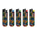 Reibradfeuerzeug "Black Colorfull"; 5-fach...