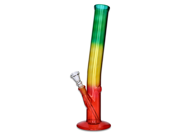 Glasbong "Rasta Zylinder Bent" transp; Höhe 35 cm; Ø 4 cm