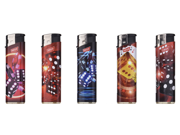 Elektrofeuerzeuge "CASINO", 5-fach sortiert, 50er Display