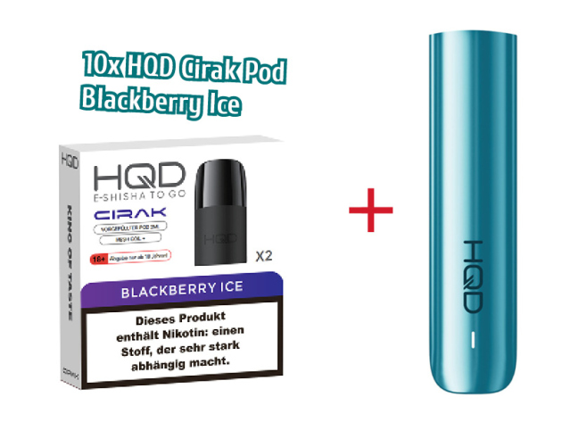 AKTION HDQ CIRAK - 10x 2er-Set Pods Blackberry Ice + 1x HQD Cirak - Device - blau GRATIS