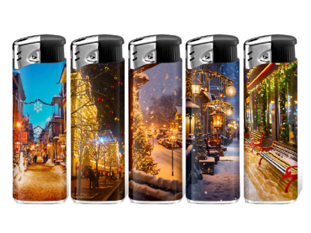 Elektrofeuerzeuge "CHRISTMAS", Jetflame: 5-fach sortiert, 50er Display