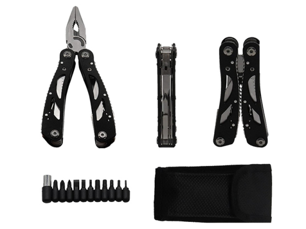 Multitool 24-in- 1 Mini-Werkzeugen; Messer, Zangen & 11 Bits Multi-Tool mit Ezui. schwarz-silber UVP: 9,95 Euro