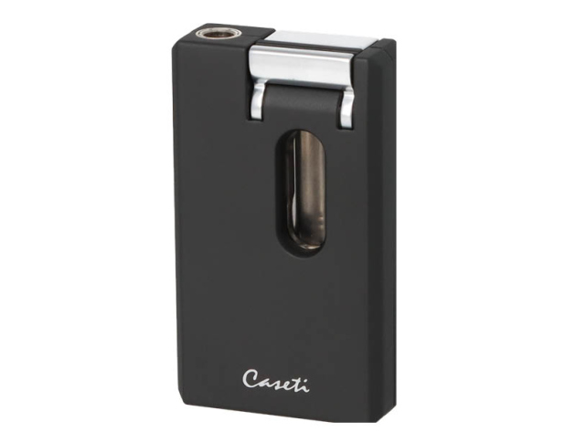Zigarrenfeuerzeug "Caseti" schwarz/matt, Soft Jet, mit Abschn. Kerbschnitt u. Bohrer