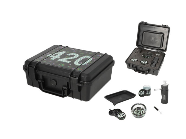 Handpfeifen-Set "Super Heros", mit Pfeife, Grinder, Tray, Aschenbecher u. Storagebehälter