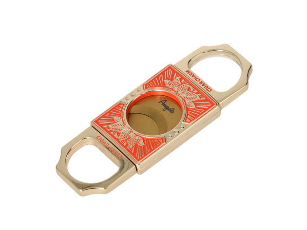 Zigarrenabschneider "Metall" Orange/Goldfarben, 2 Klingen