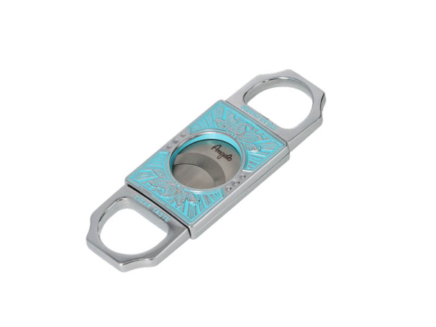 Zigarrenabschneider "Metall" Blau/Silberfarben, 2 Klingen