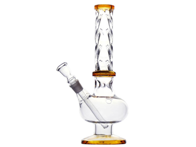 Glasbong "Twist" transp.-orange.; Höhe 30 cm; Ø 3 cm, Schliff 18,8