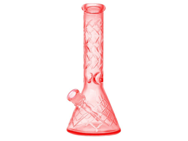 Glasbong "Ice neonrot" transp; Höhe 32 cm