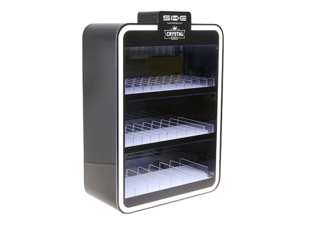 SKE Leerdisplay aus Kunsstoff, mit Beleuchtung, 3 Fächer, mit Schloss