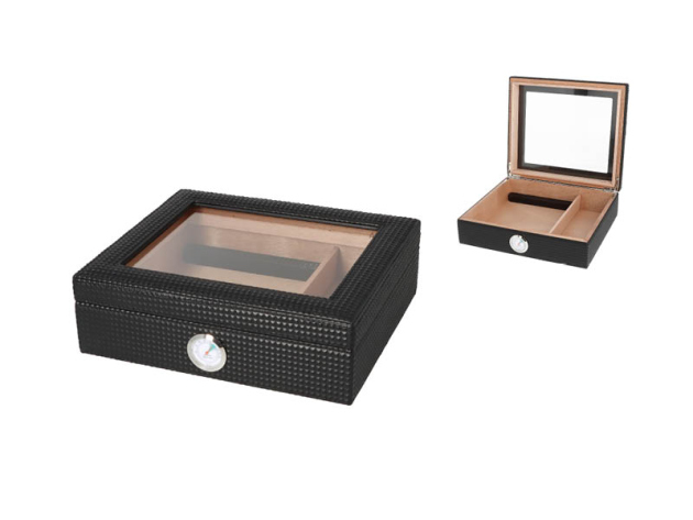Humidor "Diamond schwarz" mit Hygrometer/Humidifier 26,4 x 22,8 x 8,3 cm
