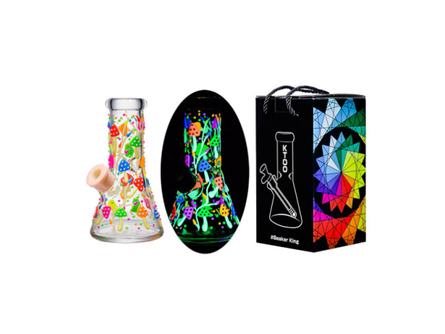 Glasbong "Mushroom" transp; Glow in the Dark; Höhe 20,5 cm