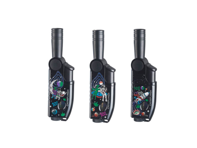 Zigarrenfeuerzeuge "High Spacesaber" Blaue Flamme, 3-fach sortiert, 9er Display