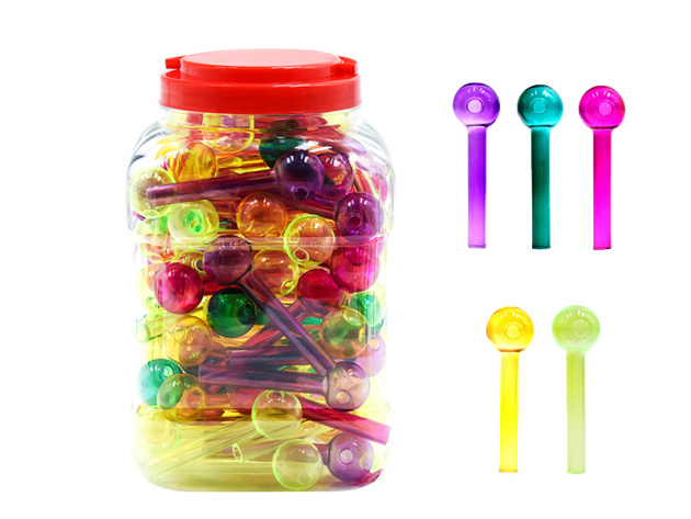 Glaspfeifen "Transparent", 10cm, 5-fach sortiert; 90er Dose