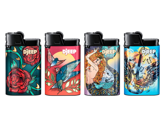 DJEEP Feuerzeuge "Tatoo Spirit" versch. Farben; 16er Display