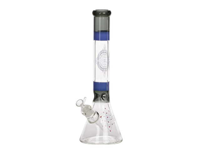 Glasbong "Mixed Geometric Designs", Höhe 41 cm, Ø 5,0cm, Schliff 18,8