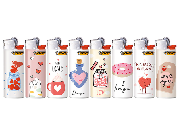 BIC Mini J25 Reibrad Feuerzeuge "Love", 50er Display