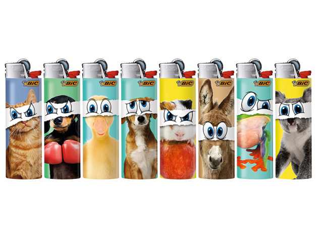 BIC Maxi J26 Reibrad Feuerzeuge "Doodle", 50er Display