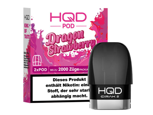 HQD Cirak 2 Pod - Dragon Strawberry (Drachenfrucht, Erdbeere) - 18mg - 1000 Züge - 2er Set